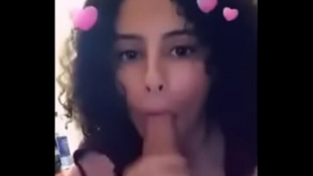 Curly Hair Latina Uses Filter and Gives BJ