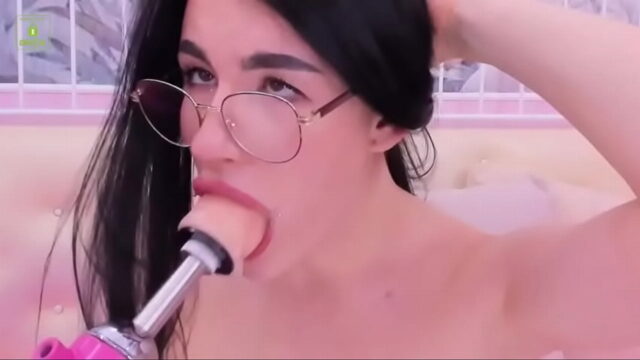 Sucking and Deepthroating on Dildo Machine